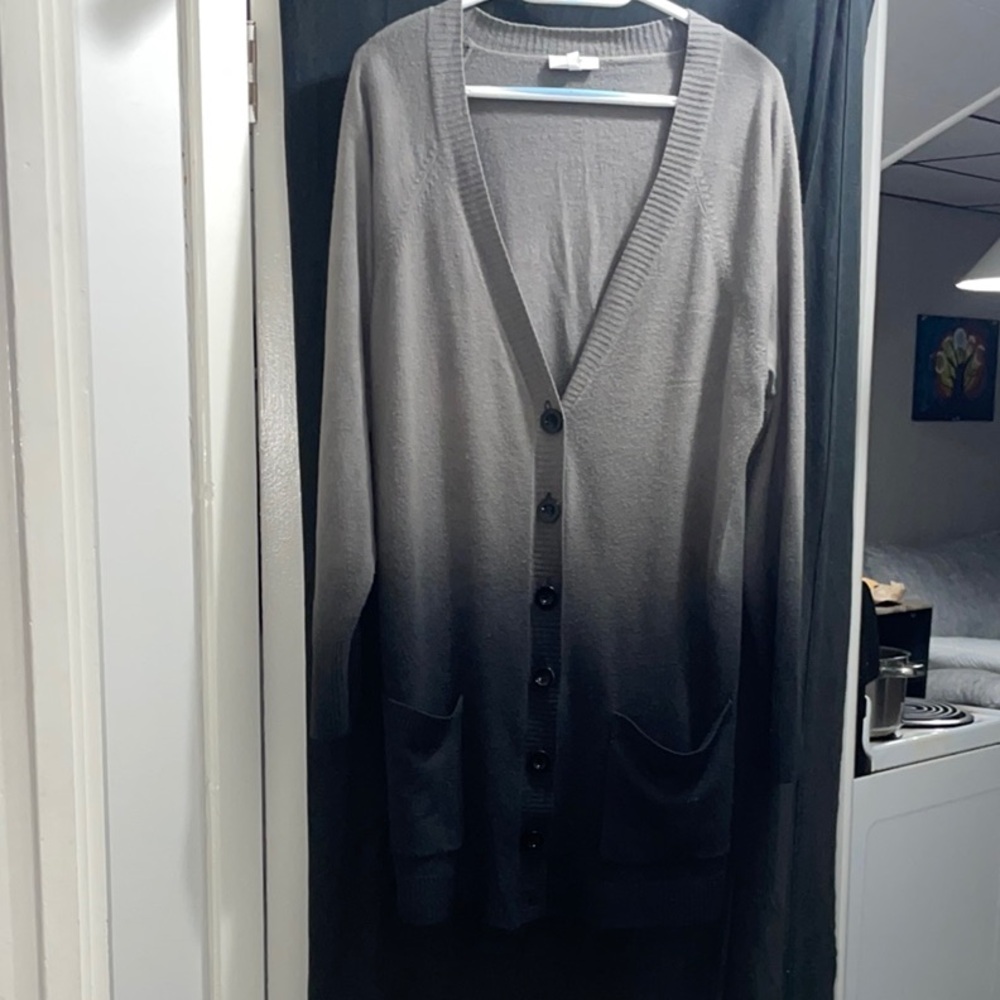 Gray Ombre Long Cardigan